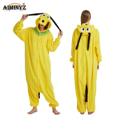 China AIMINYZ Wholesale Adult QUICK DRY Fleece Cozy Onesie Animal Pajamas Costume Sleepwear Pajamas Pluto Yellow For Women for sale