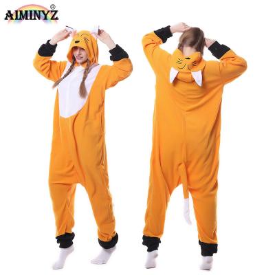 China AIMINYZ Winter 2021 Fox Onesie Orange Sleepwear Women Flannel Fleece Pajamas Cartoon Warm Adult Animal Sleepwear QUICK DRY for sale