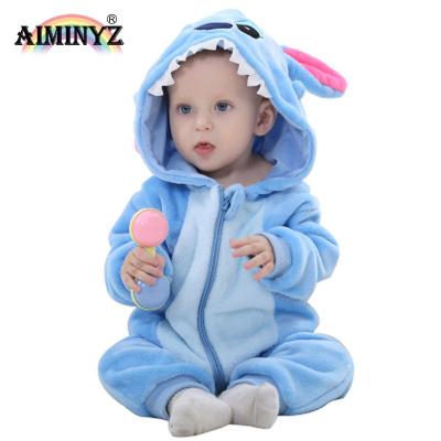 China 2020 New Arrival Winter Baby 100% Polyester Climbing Clothes Animal Onesie Cartoon Flannel Cute Rompers Kids Sleepwear Pajamas Stich Hoodie for sale