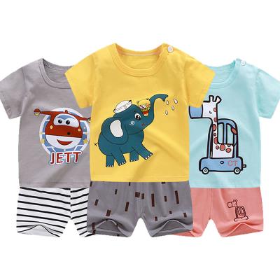 China Hot Sale Vintage 100% Cotton Kids Pajamas Set Kid Suit Shorts Sleeves Home Sleepwear Clothes Cartoon Cotton Children Pijama For Boy Girl for sale