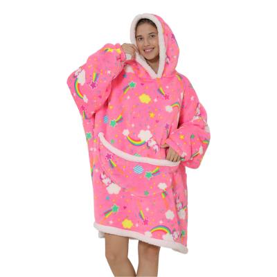 China Flannel Hoodie Sale Women's Lazy Home Pajamas Women's Winter Fashion Coat Sleepwear Thickened Pajamas For Adult And Child for sale