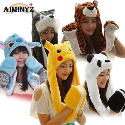 China breathable & Custom Made Plush Lady Hat Scarf Gloves Panda Tiger Ieopard Husky Family Children's Party Gift Cute Winter Waterproof Cartoon AIMINYZ Hat Animal for sale