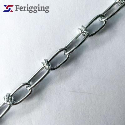 China Hang etc. 2.0mm Low Carbon Steel Zinc Double Loop Chain Din5686 Double Loop Weldless Chain for sale