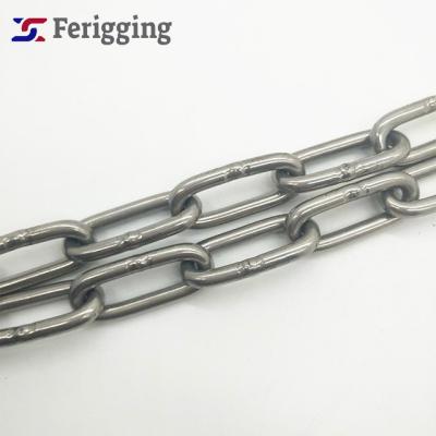 China Guardrails 5mm*35mm SS304/316/316L DIN763 Germany Standard G50 Stainless Steel Long Link Chain For Industrial for sale