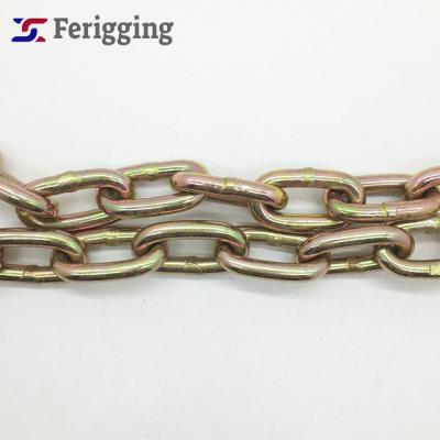 China Guardrails 1/4 20mn2 Transport Chain/Tow Chain/Yellow Zinc Australian Standard Grade70 Chain With Yellow Hook for sale