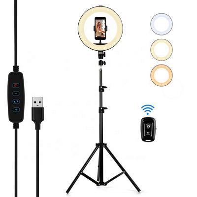 China PORTABLE USB 26CM 10 Inch Photography Studio Lighting Makeup Led Selfie Ring Light with Mobile Phone Holder Tripod Stand for sale