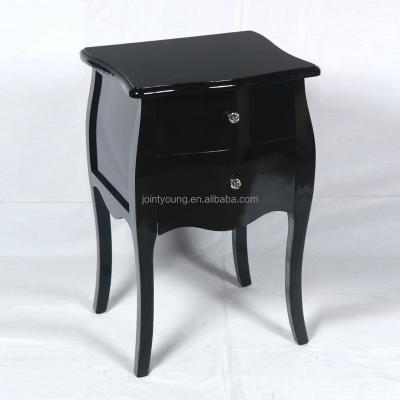 China Classic Black Solid Wood Storage 2 Drawer Side Table Bedroom Furniture for sale