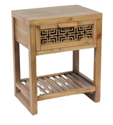 China Retro Storage Vintage Furniture Antique Design Wooden Side Table With Open Shelf On Bottom for sale