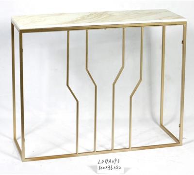 China Strong gold color metal console table with marble top for sale