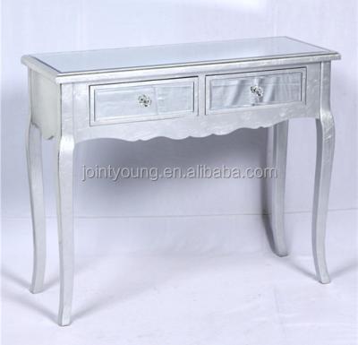 China Hotel Silver Aluminum Solid Wood Mirrored Console Table for sale