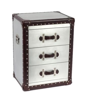 China Durable Wholesale Industrial Style Bedroom Furniture Antique Aluminum Bedside Cabinet With 3 Drawers for sale