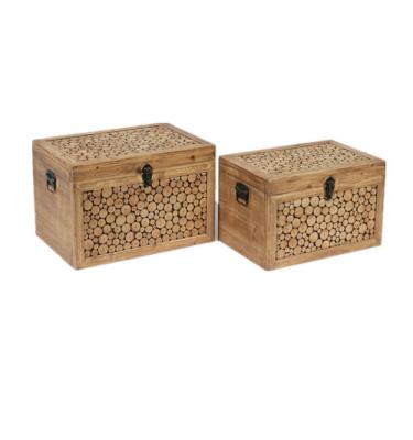 China Sustainable Wholesale Handmade Wooden Storage Antique Trunk Box Set Of 2 for sale