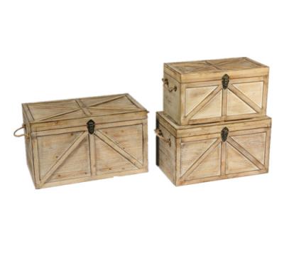 China Sustainable Storage 3 Retro Wooden Trunk Box Set for sale