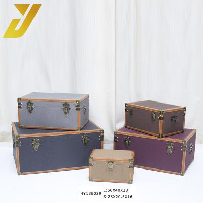 China Multicolor Wood Leather Storage 5 Trunk Sustainable Set For Home Furniture for sale