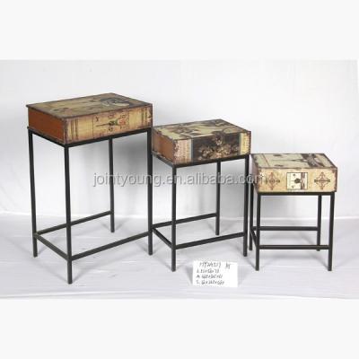 China Unique Living Room Cabinet Book Design Vintage Nesting Table Side Table for sale