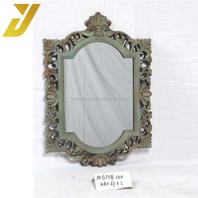 China Vintage Antique Rustic Wood Decorative Mirror / Vintage Makeup Wall Mirror for sale