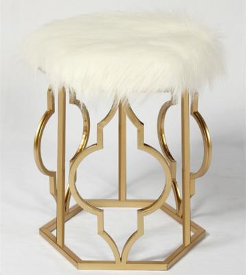 China Durable modern round tufted stool with metal base gold for sale