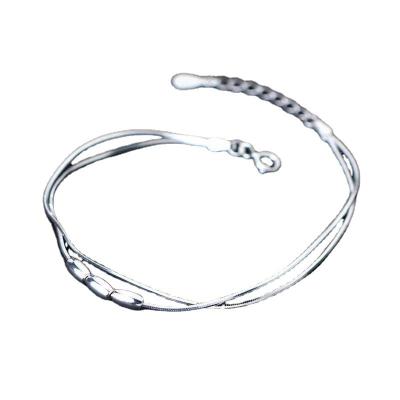 China INS Cute Olive Female Niche Design Silver Beads Chain Snake Double Bracelet Bone Bangle Personality Bracelet for sale