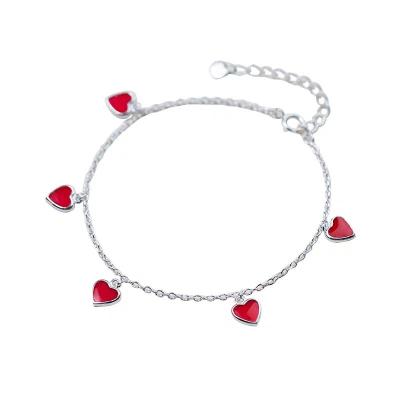 China New Love Peach Tassel Simple Cute Heart Pendant Bracelet Elegant Accessories Gift Red Sweet For Women for sale