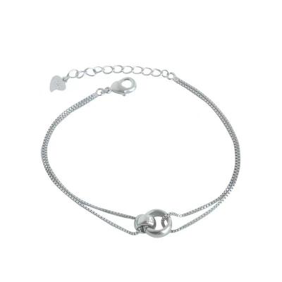 China Cute 925 sterling silver single product couple double ring bracelet CIA niche female design simple style online best-selling for sale