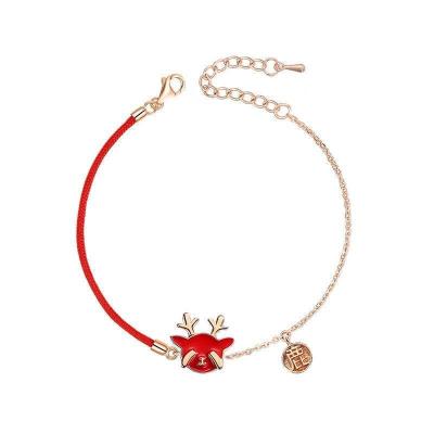 China New cute national fashion Yilu yard deer bracelet you lucky couples Christmas new year gift red rope student bracelet for sale