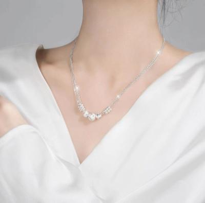 China Cute s925 Sansheng III necklace female silver brushed clavicle pendant chain double-layer wire punk elegant Valentine's Day gift for sale