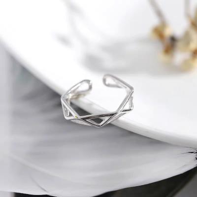 China Hollow geometric cold wind casual silver ring 925/sports subcontracted ring hippie personality creative birthday gift accessories for sale