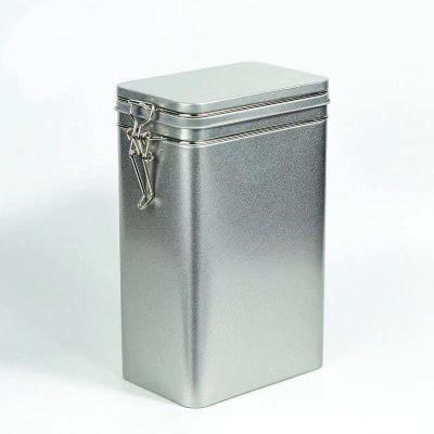 China Airtight Tea Metal Hinged Lid Tea Cookie Coffee Storage Tin Box Tin Can for sale