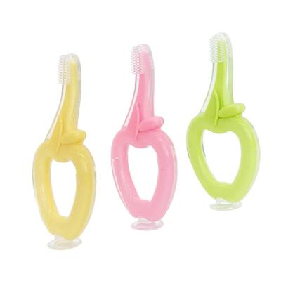 China Baby Fruit Shape Toothbrush Baby Teether Safe Silicone Material Soft Toy Professional Manufacturer for sale