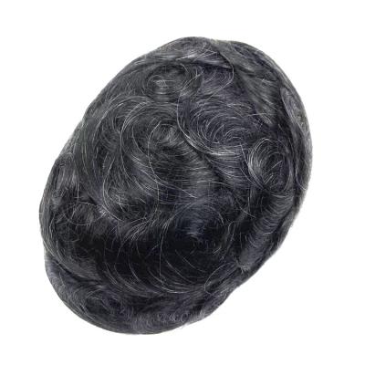 China Straight Hair Toupee For Men Thin Mono Top With PU Skin Around And Lace Front , 8x10 Inch Mens Hair Piece Replacement System for sale