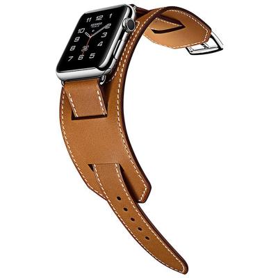 China Factory Direct Leather Watch Buckle Leather Wristband Handmade Leather Cuff For Apple Watch for sale