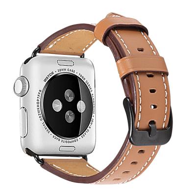 China 2021 Fashion Watch Band Shockproof Luxury Genuine Leather Watch Strap For Apple Watch 6 Solo Buckle Band for sale