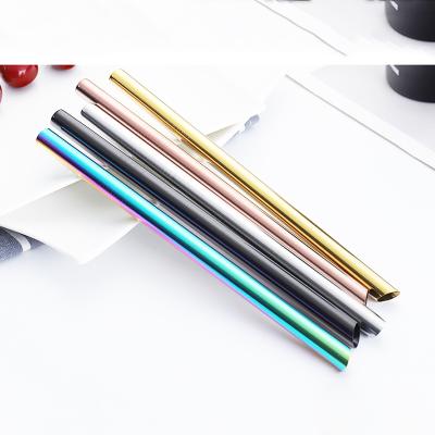 China Viable Jumbo Amazon Sharp Diagonal Bevel Cut Metal Boba Straws Bubble Milk Tea Straw Size 215*12mm for sale