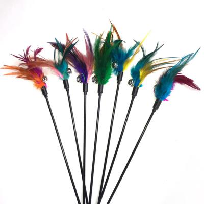 China Long Stem Bell Feather Chicken Cat Pet Cat Teasing Rod Viable Color Resistant Scratch and Bite Feather to Relieve Hole for sale