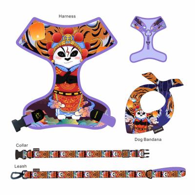 China Dogs China Pattern Classic Design Dog Collar And Leash Soft Padded For Cat Dog Leash Collar Set Pet Dog Harness Set for sale