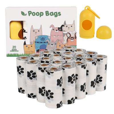 China 20 Rolls Sustainable Portable Size Hanging Pet Crap Paper Bag With Dispenser Dog With Dispenser Waste Bag for sale