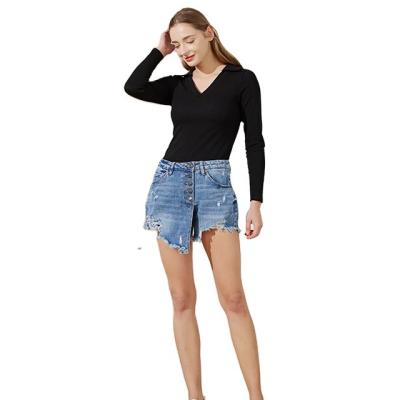 China High quality QUICK DRY high quality ripped vintage distressed broken skirt women's denim panties hole jeans shorts for sale