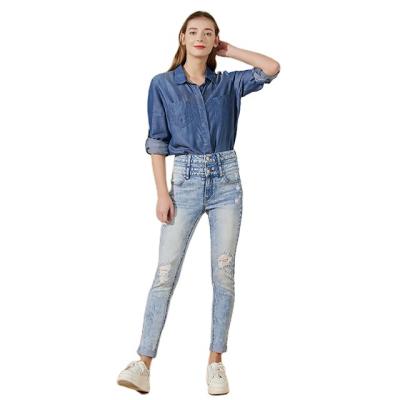 China Hot Sale QUICK DRY Denim Pants Vintage Stretch Jeans Women High Waist Pencil Pants Skinny Jeans Women for sale