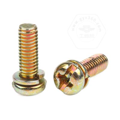 China Pan Pan Head Screw With Spring Lock Washer Color Combination GB9074.3 Galvanized Screws for sale