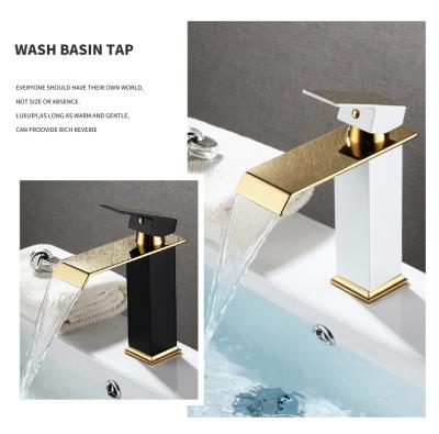 China Bathroom Waterfall Mixer Taps New Design Brass White Chrome Gold Metered Luxury Faucet for sale