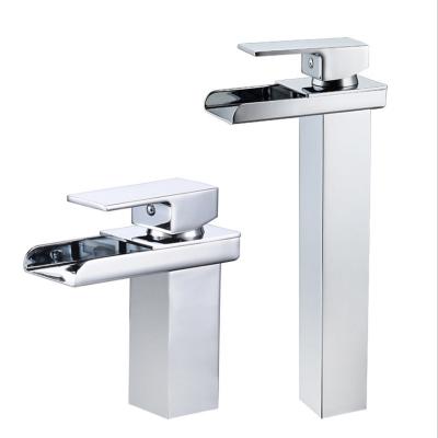 China Metered Basin Mixer Taps Hot And Cold Waterfall Bathroom Sink Faucet H59 Chrome Single Lever Soft Brass Single Lever Modern Style for sale