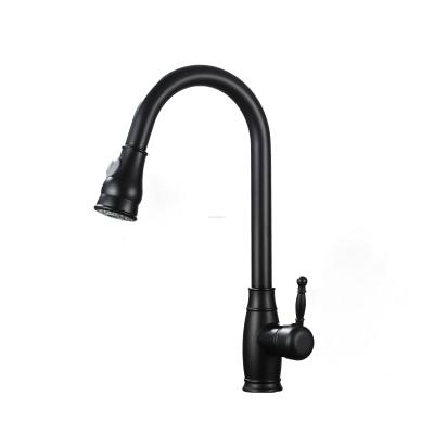 China Matte Black Kitchen Faucet Thermostatic Faucets With Pull Down Sprayer, Single Handle One Hole High Flow Oil Rubbed Bronze Faucet For Kitchen Sink for sale