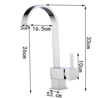 China Square 360 ​​Waterfall Faucets Swan Neck Kitchen Laundry Faucet Modern Thermostatic Sink Mixer Tap Chrome Square Faucet for sale