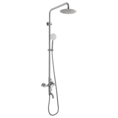 China With Slide Bar 304 Stainless Steel Bath Shower Mixer Duchas Colubnas Bathroom Rainfall With Shower Head And Handle Set for sale