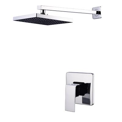 China Without Slide Bar Hidden Single Handle Shower Faucets Square Ducha Full With 8 Inch Adjust Rain Shower Head for sale