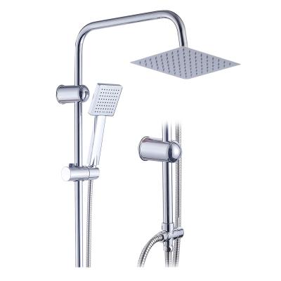 China With Slide Bar Mixer Shower Heads Double Rainfall Stainless Steel Shower Set Square Shower Riser Rail Kit For Bathroom for sale