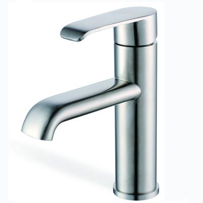 China Metered Faucets Brushed Nickel SUS304 Stainless Steel Bathroom Faucet Single Handle 1 Hole Basin Mixer Tap for sale