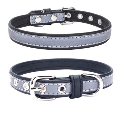 China Viable Wholesale Custom Adjustable Luxury Sheer Multiple Color Padded Real PU Leather Dog Collars for sale