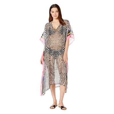 China Wholesale Custom Women Anti-UV V Neckline Printed Long Chiffon Kaftan Cover Up Beach Wear for sale