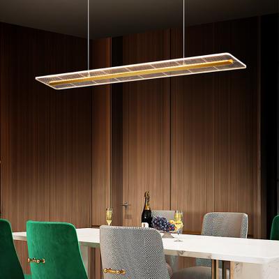 China Lighting Works Nordic Modern Attic Living Room Home Indoor Decoration Hanging Modern Acrylic Rectangle LED Pendant Light for sale